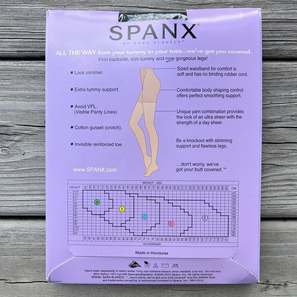 Spanx All The Way‎ Full Length Hose Tummy To Toes Super Control Black Size E